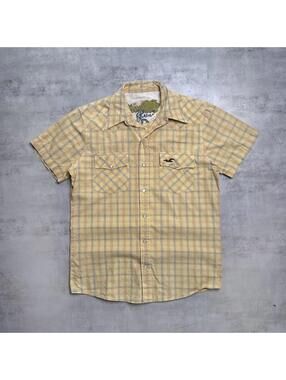 Y2K Hollister 00s Yellow Hawaiian Button Up Shirt